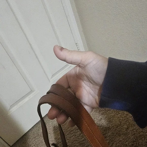 Patricia Nash Brown and Tan Stitched Ouine and Squares with Circles in them - Picture 4 of 15